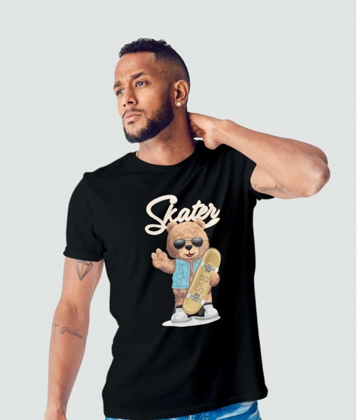 Мъжка тениска с щампа Мечета Skater bear with sunglasses 